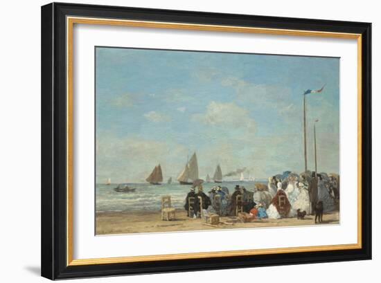 Beach Scene at Trouville, 1863-Eugene Louis Boudin-Framed Giclee Print