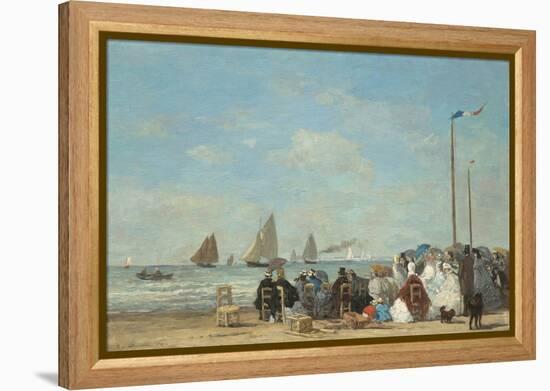 Beach Scene at Trouville, 1863-Eugene Louis Boudin-Framed Premier Image Canvas