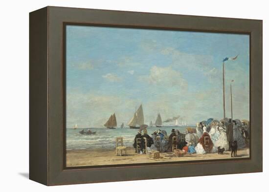 Beach Scene at Trouville, 1863-Eugene Louis Boudin-Framed Premier Image Canvas