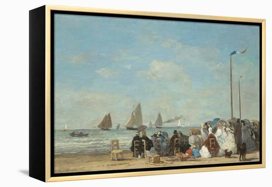 Beach Scene at Trouville, 1863-Eugene Louis Boudin-Framed Premier Image Canvas