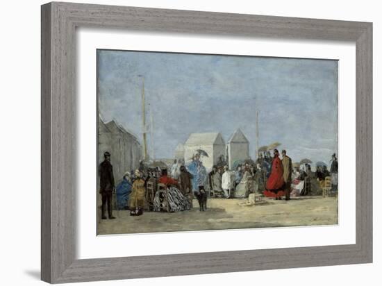 Beach Scene at Trouville; Scene De Plage a Trouville, 1864-Eugene Louis Boudin-Framed Giclee Print