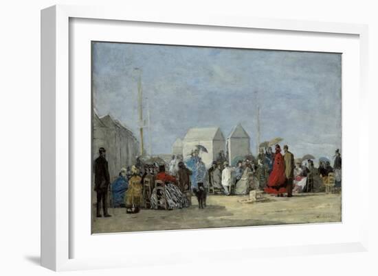 Beach Scene at Trouville; Scene De Plage a Trouville, 1864-Eugene Louis Boudin-Framed Giclee Print