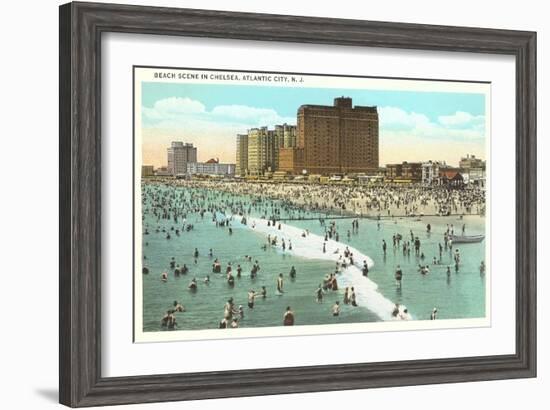 Beach Scene, Atlantic City, New Jersey-null-Framed Art Print