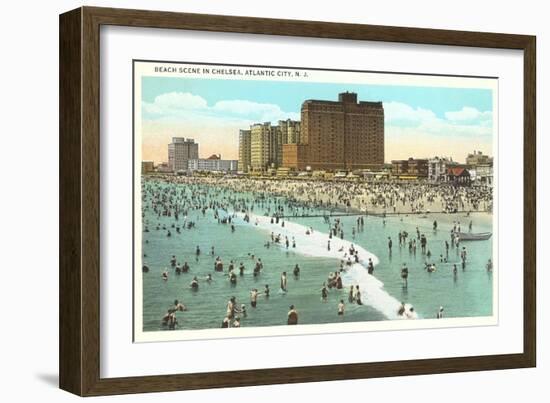 Beach Scene, Atlantic City, New Jersey-null-Framed Art Print