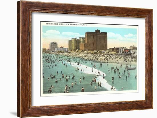 Beach Scene, Atlantic City, New Jersey-null-Framed Art Print