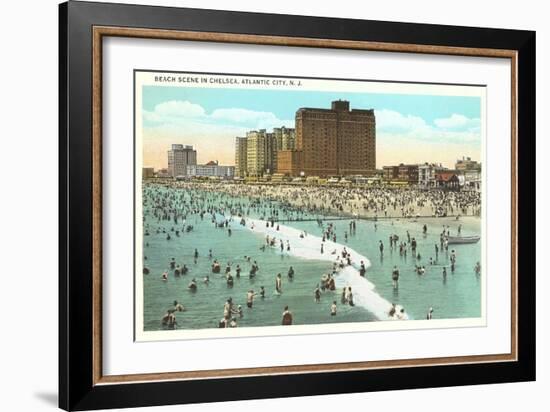 Beach Scene, Atlantic City, New Jersey-null-Framed Art Print