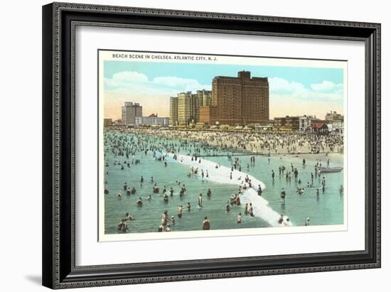 Beach Scene, Atlantic City, New Jersey-null-Framed Art Print