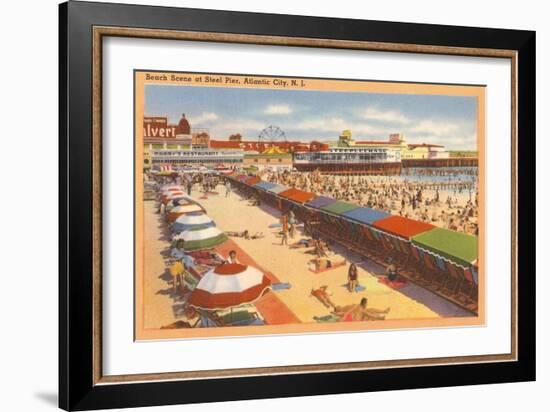 Beach Scene, Atlantic City, New Jersey-null-Framed Art Print