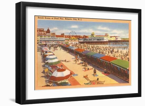 Beach Scene, Atlantic City, New Jersey-null-Framed Art Print