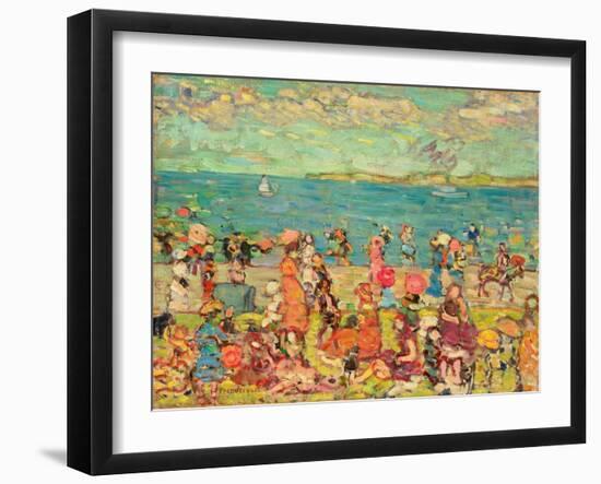 Beach Scene, C.1912-13 (Oil on Canvas)-Maurice Brazil Prendergast-Framed Giclee Print