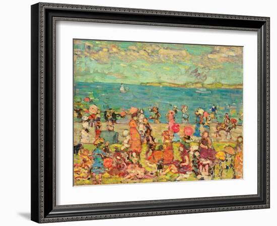 Beach Scene, C.1912-13 (Oil on Canvas)-Maurice Brazil Prendergast-Framed Giclee Print