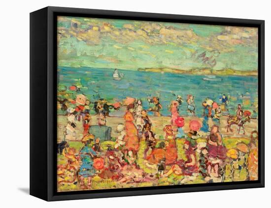 Beach Scene, C.1912-13 (Oil on Canvas)-Maurice Brazil Prendergast-Framed Premier Image Canvas