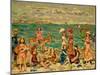 Beach Scene, C.1912-13 (Oil on Panel)-Maurice Brazil Prendergast-Mounted Giclee Print