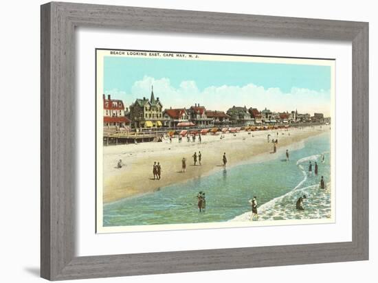 Beach Scene, Cape May, New Jersey-null-Framed Art Print