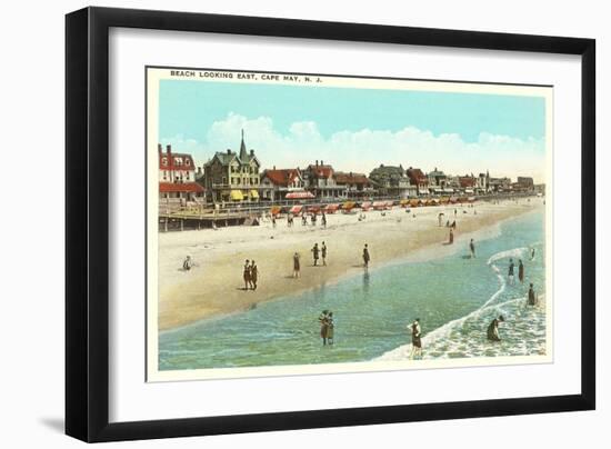 Beach Scene, Cape May, New Jersey-null-Framed Art Print