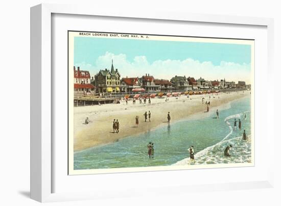 Beach Scene, Cape May, New Jersey-null-Framed Art Print
