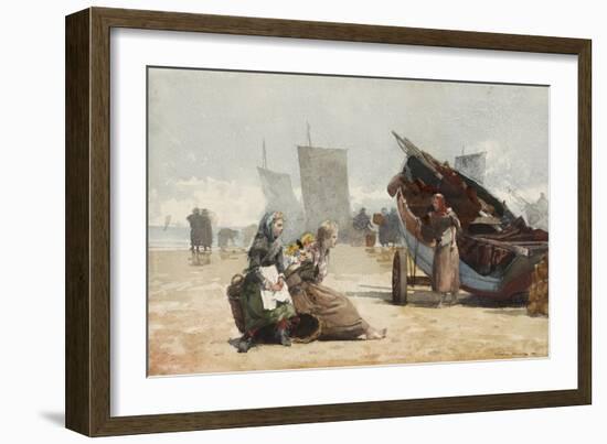Beach Scene, Cullercoats, 1881 (W/C over Graphite on Cream Wove Paper)-Winslow Homer-Framed Giclee Print
