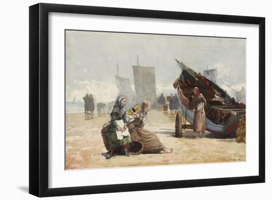 Beach Scene, Cullercoats, 1881 (W/C over Graphite on Cream Wove Paper)-Winslow Homer-Framed Giclee Print