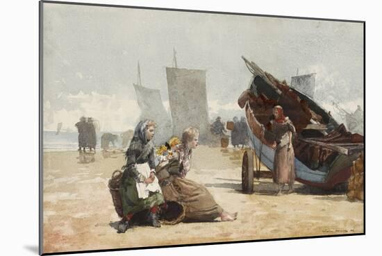 Beach Scene, Cullercoats, 1881 (W/C over Graphite on Cream Wove Paper)-Winslow Homer-Mounted Giclee Print