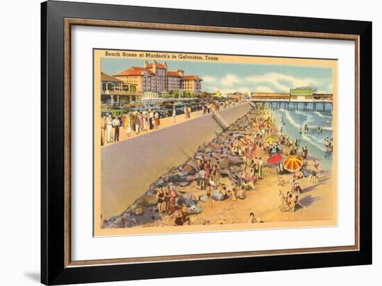 Beach Scene, Galveston, Texas-null-Framed Art Print