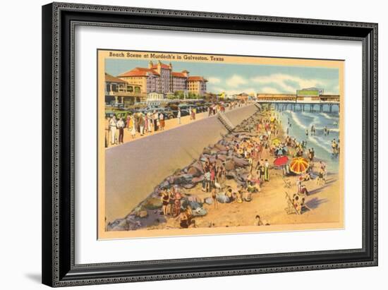 Beach Scene, Galveston, Texas-null-Framed Art Print