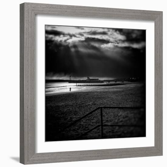 Beach Scene in England with Pier-Rory Garforth-Framed Photographic Print