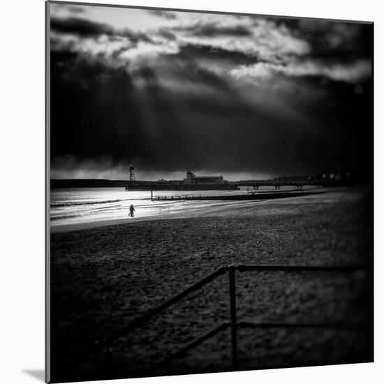 Beach Scene in England with Pier-Rory Garforth-Mounted Photographic Print