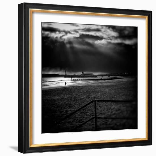 Beach Scene in England with Pier-Rory Garforth-Framed Photographic Print