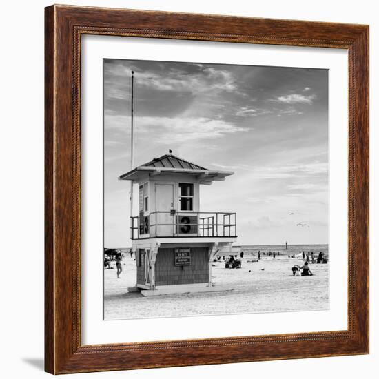 Beach Scene in Florida with a Life Guard Station-Philippe Hugonnard-Framed Photographic Print