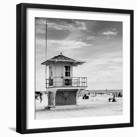 Beach Scene in Florida with a Life Guard Station-Philippe Hugonnard-Framed Photographic Print