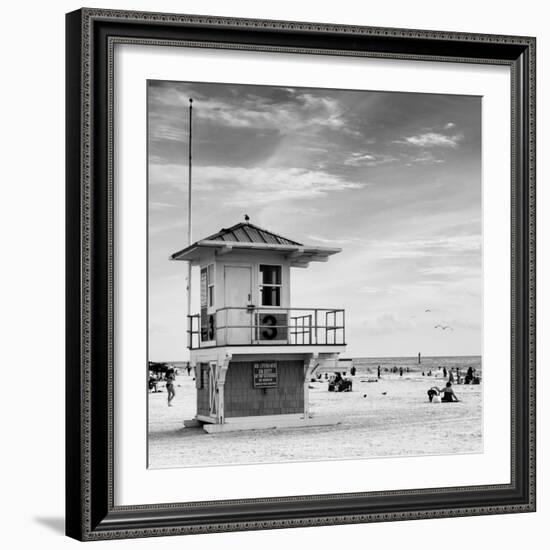 Beach Scene in Florida with a Life Guard Station-Philippe Hugonnard-Framed Photographic Print