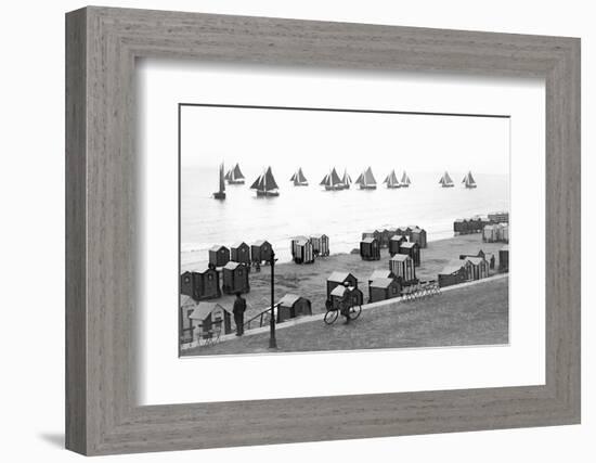 Beach Scene in Victorian England, Ca. 1900-null-Framed Photographic Print