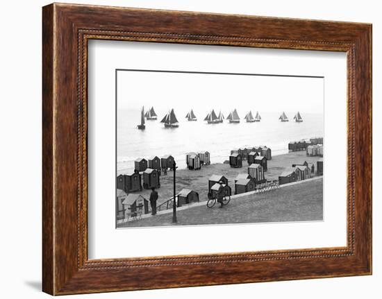 Beach Scene in Victorian England, Ca. 1900-null-Framed Photographic Print