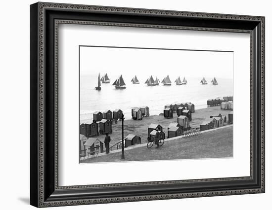 Beach Scene in Victorian England, Ca. 1900-null-Framed Photographic Print