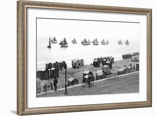 Beach Scene in Victorian England, Ca. 1900-null-Framed Photographic Print