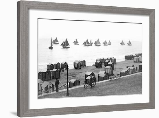 Beach Scene in Victorian England, Ca. 1900-null-Framed Photographic Print