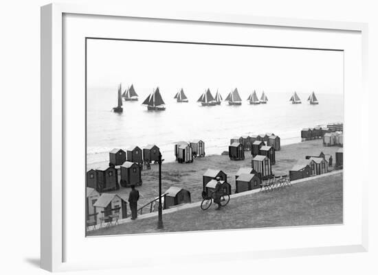 Beach Scene in Victorian England, Ca. 1900-null-Framed Photographic Print