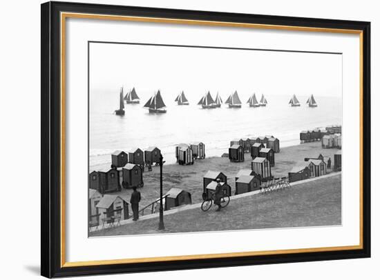 Beach Scene in Victorian England, Ca. 1900-null-Framed Photographic Print