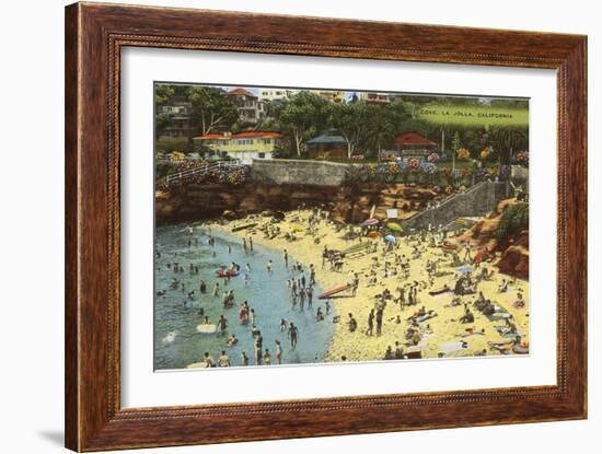 Beach Scene, La Jolla Cove, California-null-Framed Art Print