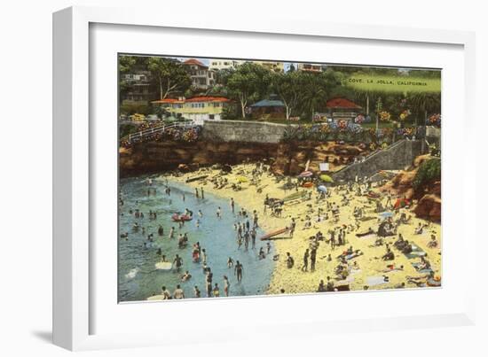 Beach Scene, La Jolla Cove, California-null-Framed Art Print