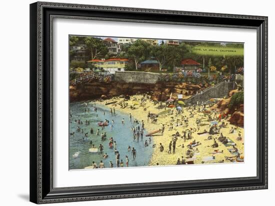 Beach Scene, La Jolla Cove, California-null-Framed Art Print