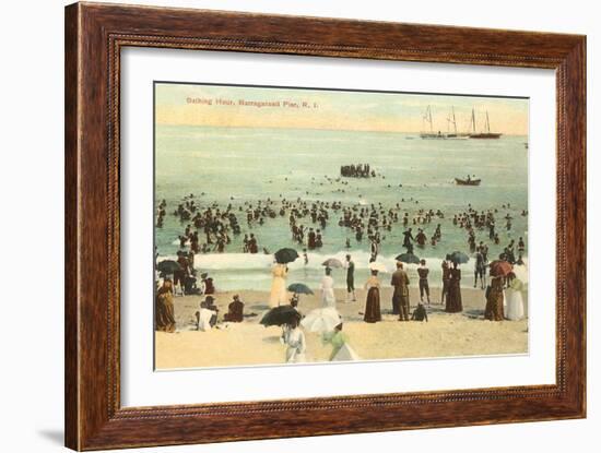 Beach Scene, Narragansett Pier, Rhode Island-null-Framed Art Print