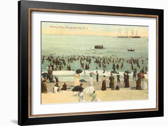 Beach Scene, Narragansett Pier, Rhode Island-null-Framed Art Print