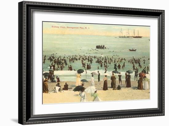 Beach Scene, Narragansett Pier, Rhode Island-null-Framed Art Print