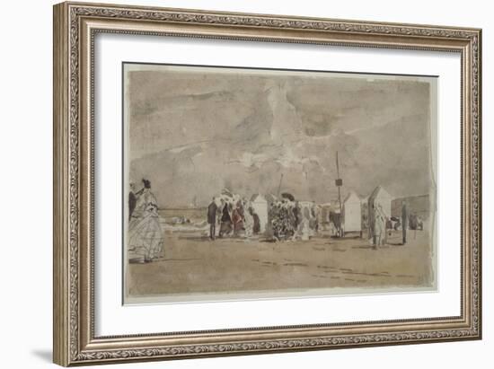 Beach Scene No.1, C.1880 (W/C & Graphite on Paper)-Eugene Louis Boudin-Framed Giclee Print