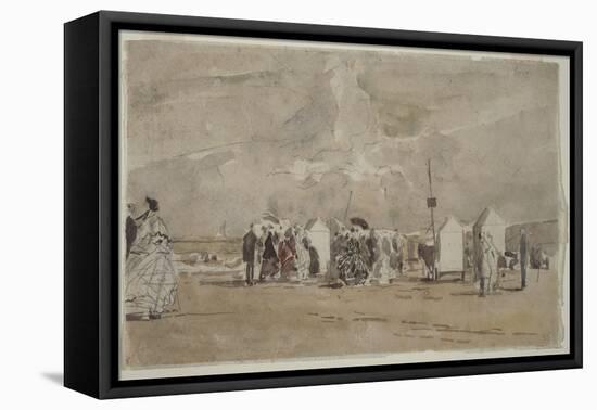 Beach Scene No.1, C.1880 (W/C & Graphite on Paper)-Eugene Louis Boudin-Framed Premier Image Canvas