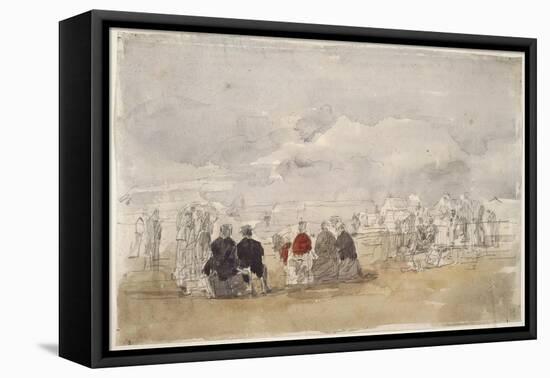 Beach Scene No.2, C.1890 (W/C on Paper)-Eugene Louis Boudin-Framed Premier Image Canvas