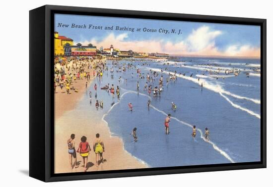 Beach Scene, Ocean City, New Jersey-null-Framed Stretched Canvas