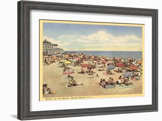 Beach Scene, Ocean Grove, New Jersey-null-Framed Art Print