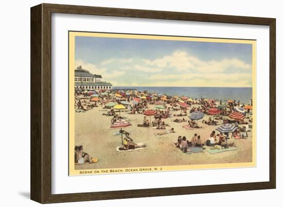 Beach Scene, Ocean Grove, New Jersey-null-Framed Art Print